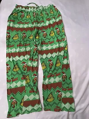 Dr Seus The Grinch Men’s Pijama Pants Size XL 40/42 Green #0248 • $9.99