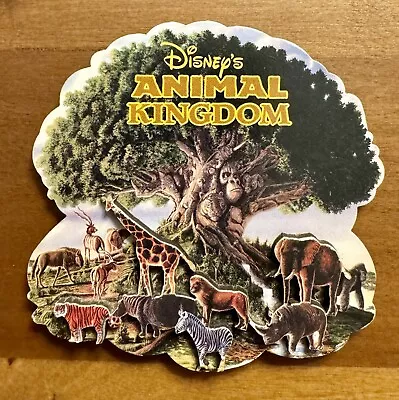 VTG Disney World Animal Kingdom Safari Animals Tree Of Life Wood Fridge Magnet • $14.95
