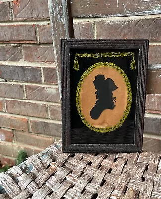 Antique Military Silhouette Portrait -Colonial Military Tricorn Hat & Ponytail! • $220