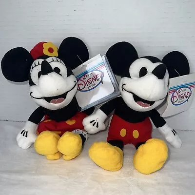 Disney Store 1930’s Mickey Mouse & Minnie Mini Bean Bag Plush Lot 7”-8” • $16