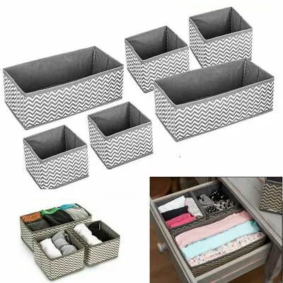 6 Section Canvas Storage Box Wardrobe Organiser Drawer Organiser Socks Ties Mnd • £106.99