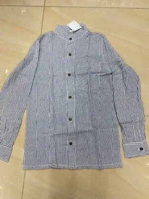 Light Blue Striped Grandad Shirt Festival/boho Small  (k1) • £7.99