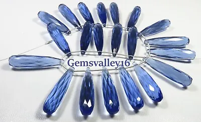 EXOTIC~ Blue Iolite Hydro Glass Elongated Teardrop Faceted Beads 35x8mm GV-1719 • $6.99