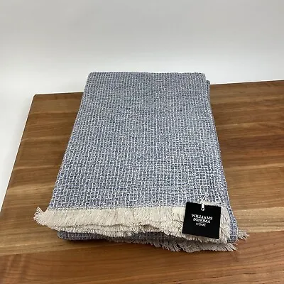 Williams Sonoma Home European Waffle Merino Wool Throw Blue 50”x70” NWT • $174.75