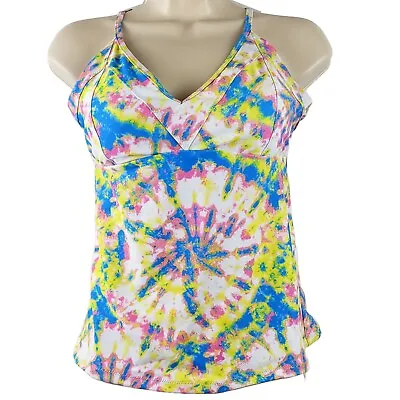 $18.99 • Buy Jessica Simpson Tankini Top Size Medium Tie-Dyed Crossed-Back Womens Swim 