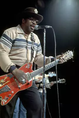 Guitarist Bo Diddley Plays His Gretsch Electric Guitar 1976 Old Photo 1 • $5.79