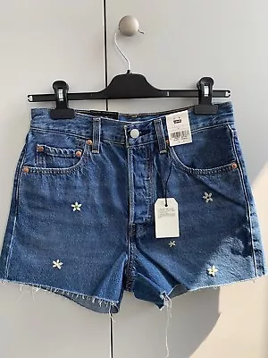 Levi Rib Cage Blue Denim Shorts Daisy Size 27 • £26