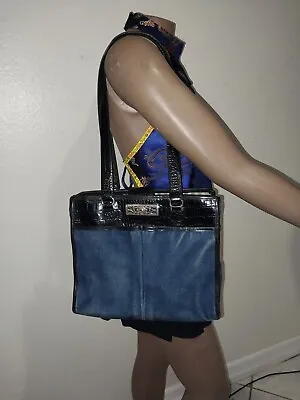 BRIGHTON LINDSEY BLUE DENIM And LEATHER SHOULDER BAG # 183357 • $29