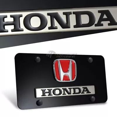 3D HONDA Front Black Stainless Steel License Plate Frame CIVIC ACCORD With Caps • $55.95