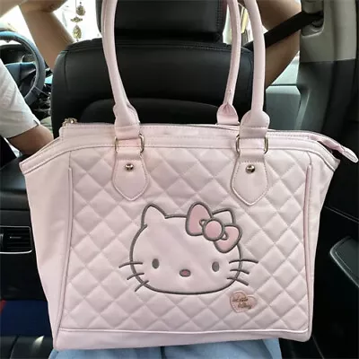 Cute Girl Pink Hello Kitty Tote Bag Soft Leather Shoulder Bag Handbag Travel Bag • $43.99