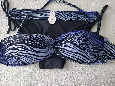 La Senza Black/purple Bikini Set- Size 30D/8~NWT- FREE POST • £13.99