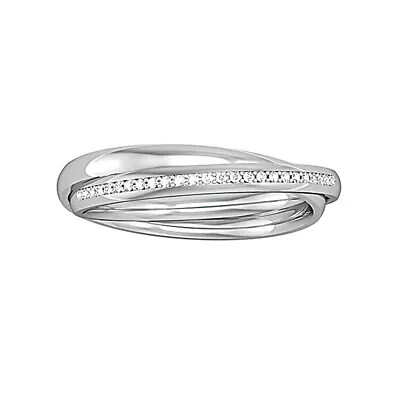 9ct White Gold Jewelco London Diamond 2-Band Court Rolling Wedding Ring 2mm 4pts • £1248.99