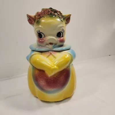 Vintage Farmer Pig American Bisque Cookie Jar 1950’s • $25