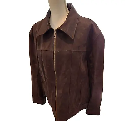 Jos A Bank Executive Collection Brown Suede Leather Jacket XL • $69.97