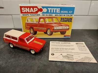 Vintage 1977 Monogram Snap Tite DATSUN CAMPER W/ TOPPER Pick Up Truck Model Kit • $26.99