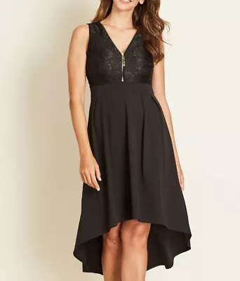 $43 • Buy Crossroads Black Lace Bodice Special Occasion High Low Dress Size 22 Zip @ Chest