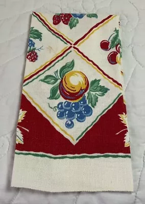 Vintage Kitchen Towel Cotton Printed Fruit Design Red Blue • $6