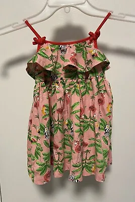 Mayoral Size 24 Month Girl Pink Tropical Animals Dress - 100% Cotton - Pre-owned • $10