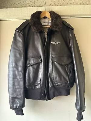 Vintage Schott Bros NYC Leather Bomber Flight Jacket IS-674-MS Mens Size 46  • $195