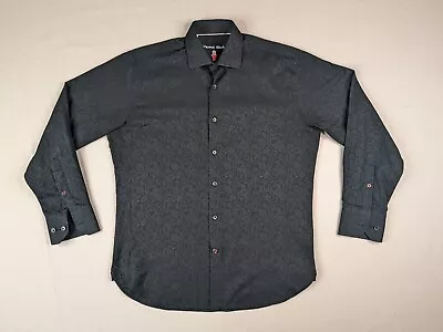 Visconti Black Shirt Adult Small Black Paisley Button Up • $17.26