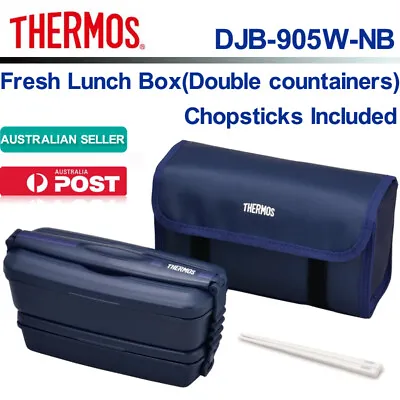 $56.80 • Buy THERMOS Fresh Lunch Box Bento Box 900ml DJB-905W NB Chopsticks Two Stage Cold Cs