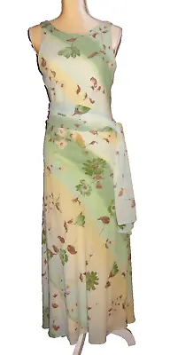 Tailor B. Moss Maxi Dress ~ Womens 12 ~ Sleeveless ~ Floral Chiffon W/Scarf/Belt • $13