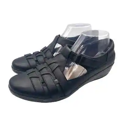 Collection By Clarks Black Leather T Strap Mary Jane Shoes US Women's 9.5 • $20