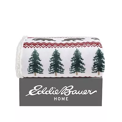 Eddie Bauer Grizzly Peak Plush-Fleece Red Throw Blanket-50X60 • $29.99