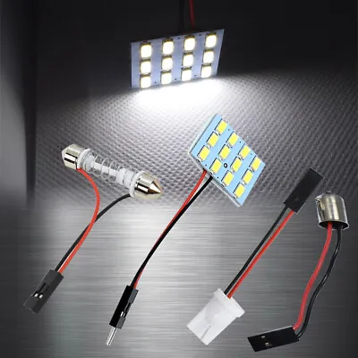 1x White 12 LED Lamp Dome Roof Light Panel T10 Festoon BA9S Adapter W1 B A V • $9.99