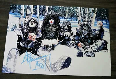 KISSmas Snow Band Metallic Poster Signed By Ace Frehley AUTOGRAPH • £158.31