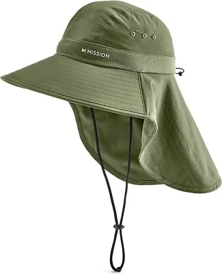 MISSION UPF 50 Sun Defending Cooling Wide Brim Hat W/Neck Guard In Green • $20.85