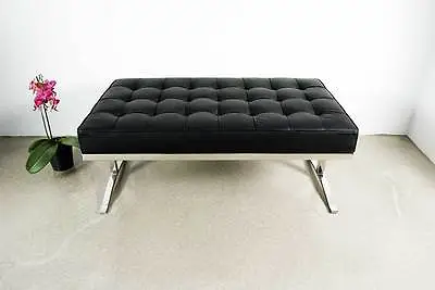 Beautiful Bauhaus Leather Bench High Gloss Pin Stainless Steel Or Cowskin • £603.29