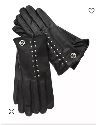 Michael Kors Black Leather Astor Studded Gloves With Touch Tips • $40