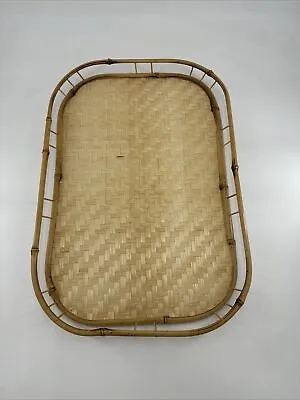 Vintage Wicker Rattan Bamboo Serving Tray Tiki Lap Board Midcentury Modern Boho • $10