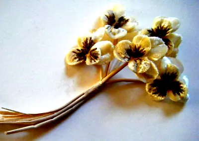 Vintage Czech Millinery 5 Flowers Bouquet Velvet Yellow Pansey Gorgeous Piece • $28.99
