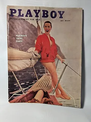 Vintage July 1957 Playboy Magazine With Nautical Sailing Boating Theme And Cover • $18.83