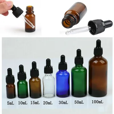 £4.62 • Buy Empty Amber Glass Dropper Bottles With Pipette Essential Oil Refillable Drop