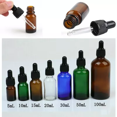 Glass Dropper Bottle Tamper Evident Drop Pipette Eye Oil Drop Wholesale 5 Sizes • $4.89