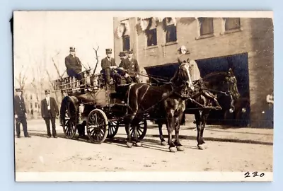 Rppc 1912. Muskogee Oklahoma Horse Drawn Fire Wagon Fire Dept. Postcard Db44 • $100