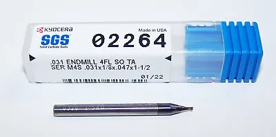 .031  CARBIDE END MILL 4 FLUTE  ALTIN KYOCERA SGS 02264 (equivalent To 1/32 ) • $9.65