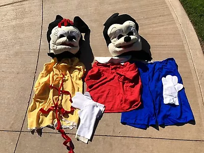 Vtg 1970’s Mickey & Minnie Mouse Mascot Costumes Homemade Retro Disney Bizarre • $99.99