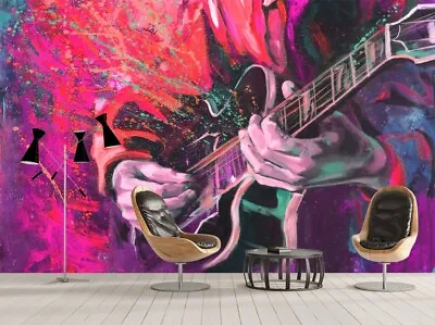 3D Watercolor Guitar KEP5058 Wallpaper Mural Self-adhesive Removable Sticker Kay • $392.99