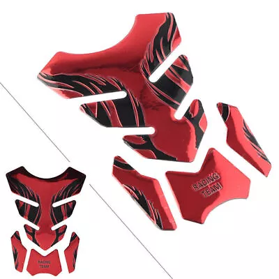 Motorcycle Tank Pad Gel Oil Gas Fuel Tank Protector Fishbone Decal Sticker Red • $8.92