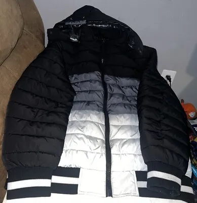 Spire By Galaxy Men's Black Grey White Puffer Bubble Jacket Coat Mens Size XL • $32.12