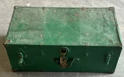 Vintage Military Storage Chest Army Trunk Coffee Table Box WWII US Foot Locker • $65