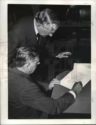 1941 Press Photo Senator Tom Connally Watches Henry Wallace Sign Neutrality Act • $19.99