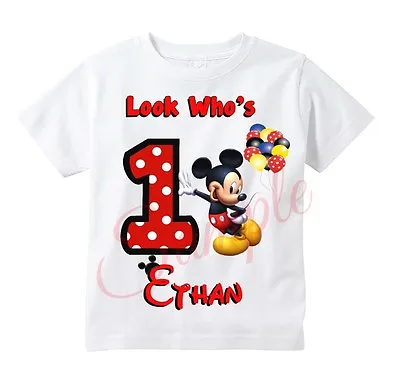 Custom MICKEY MOUSE T Shirt  Personalize Birthday Gift Favor Party T-shirt • $10.49