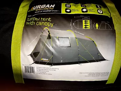 Halfords URBAN ESCAPES  4 Person Tunnel Tent With Canopy Double Skinned  Tent • £79.99