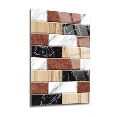 Wood And Marbles Tempered Glass Wall Art Easy Installation Fade Proof • $234