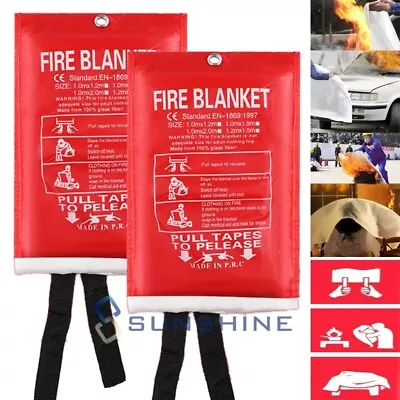 Fire Blanket Fiberglass Emergency Home Office Retardant Prepared Quick Release • $24.99